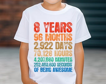 8th Birthday Shirts, Hoodie Boy Girl, 8th Birthday Shirts, Eight Year Old Birthday Boy Girl Shirts, 8 Year old Birthday 8th Birthday Shirt