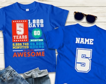 5 Years of Being Awesome Shirt 5 Birthday Tee Five Year Old Girl Five Birthday T shirt for 5 Year Old Boy Birthday Countdown T shirt