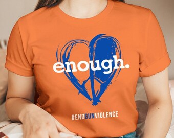 Symbool vrede en liefde, shirt anti-geweer, shirt wapenbeheersing, oranje shirt dragen, shirt genoeg, einde wapengeweld, T-shirt uniseks