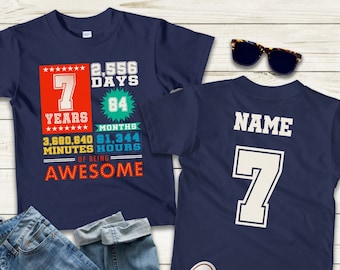 7 Years of Being Awesome Shirt 7 Birthday Tee Seven Year Old Girl Seven Birthday T shirt for 7 Year Old Boy Birthday Countdown T shirt