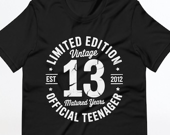 Unique Limited Edition 13 Year Old Tee, Official Teenager 13 Year Old Gift, Vintage 2012 Teen Birthday, 13th Birthday Shirt