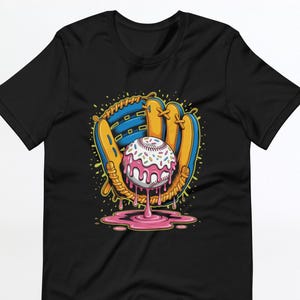 Baseball Drip For Boys Shirt, Eiscreme Drip Shirt, Buntes Baseball Bats T-Shirt, Fun Sportswear, Lebendiges Grafikdesign