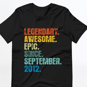 Legendary Awesome Epic Since September 2012 Shirt, Sweatshirt, Hoodie 13th Birthday Gift For Women & Men -Vintage 2012 - 13th Birthday Shirt