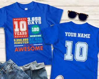 Camiseta "10 Anos de Incrível" Camiseta de Aniversário de 10 Anos para Menina Camiseta de Aniversário de 10 Anos para Menino Camiseta de Contagem Regressiva para o Aniversário