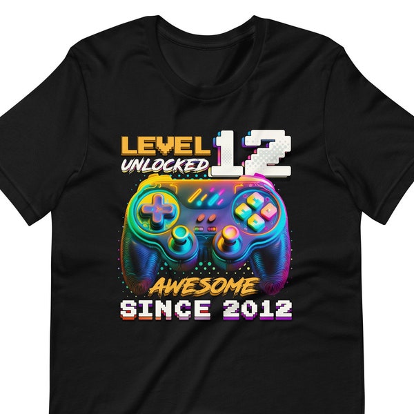 Level 12 Unlocked Birthday for Girl Boy Shirt, Gamer Birthday Shirt, 12th Birthday Shirt, Birthday Shirt for 12 Year Old Level 12 Unlocked