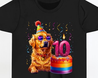 10th Birthday Shirt for Kids, Cute Dog Birthday Tee, 10 Years Old Party Shirt, Dog Lover Birthday Outfit, Youth Shirt