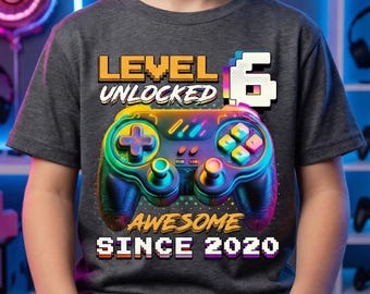 Level 6 Unlocked Birthday for Girl Boy Shirt, Gamer Birthday Shirt, 6th Birthday Shirt, Birthday Shirt for 6 Year Old Level 6 Unlocked Shirt