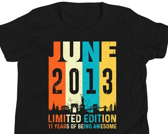 Born In June 2013 Shirt / Hoodie / 11 Years Old Shirt / June 2013 / Born In 2013 / 11th Limited Edition 2013 Gift/ June Shirt