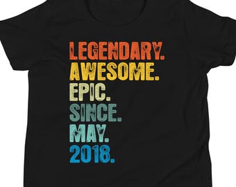 Camiseta juvenil de 8.º cumpleaños, Legendary Epic desde 2018, Camiseta vintage
