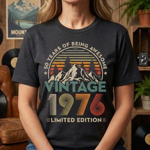 50th Birthday Shirt, Vintage 1976 Shirt, 50th Birthday Gift For Women, 50th Birthday Gift For Men, 50th Birthday Woman, 50th Birthday Friend image 1
