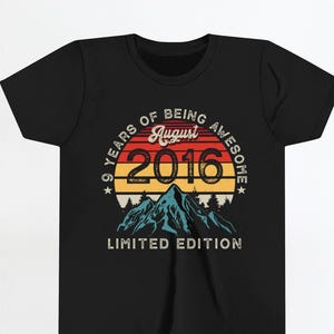 Vintage August 2016 Shirt, Est 2016, 9th Birthday, 9th Birthday Gift, 9th Birthday Party, 9th Birthday Shirt, 2016 T-Shirt