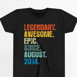 11th Birthday shirt, Hoodie For Youth, Legendary Awesome Epic Since August 2014 Shirt, Vintage T Shirt, Born In 2014 TShirt