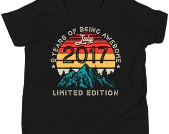 Vintage July 2017 Shirt, Est 2017, 9th Birthday, 9th Birthday Gift, 9th Birthday Party, 9th Birthday Shirt, 2017 T-Shirt
