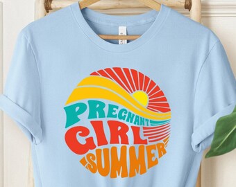 Pregnant Girl Summer Shirt, Comfort Colors Mom to Be Shirt, Baby Announcement, Pregnancy Reveal, Baby Shower Gift, Funny Gift for New Mom