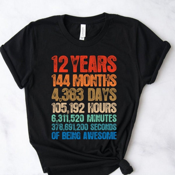 12th Birthday Shirts, Hoodie, Boy Girl, 12th Birthday Shirts, Twelve Year Old Birthday Boy Girl Shirts, 12 Year old Birthday 12th Birthday