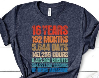 16th Birthday Shirt / Hoodie/ Sweatshirt Birthday Countdown / Of Being Awesome / Sixteen Birthday / 16 Years Old / Girls and Boys T-Shirt