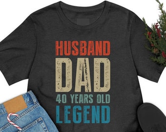 Regalo per il 40° compleanno per uomo, maglietta "Marito Papà 40 Anni Leggenda", maglietta per il 40° compleanno per lui, regalo per il 40° compleanno del papà, maglietta per il 40° compleanno del marito