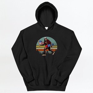 Vintage Style American Flag Hoodie, Retro Patriotic Sweatshirt, USA Pride Pullover, Fourth of July Gift, Cool Graphic