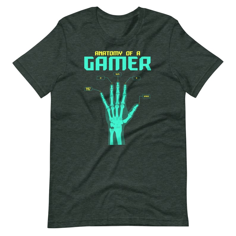 Anatomy Of A Gamer T-Shirt, Funny Gamer Hand T-Shirt, Sarcastic Anatomy Tee, Funny Tops, Gamer T-Shirt, Unisex Gamer Tee, Bones Hand T-Shirt image 2