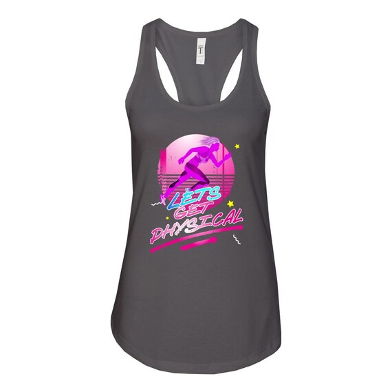 Lets Get Physical Workout Gym Tee Totally Rad 80'S T-Shirt Lets Get Physical Workout Gym Tee Totally Rad 80'S T-Shirt