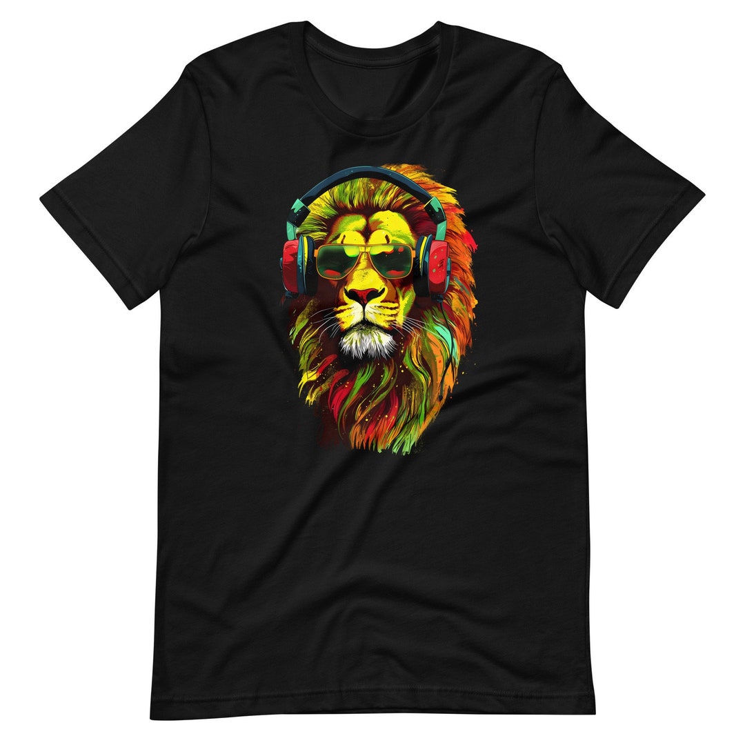 Lion Face Rasta Colors Unisex Black Shirt Rastafari Lions - Etsy