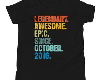 10th Birthday Shirt, Legendary Since 2016, Youth Hoodie, Vintage T Shirt, Born In 2016 TShirt