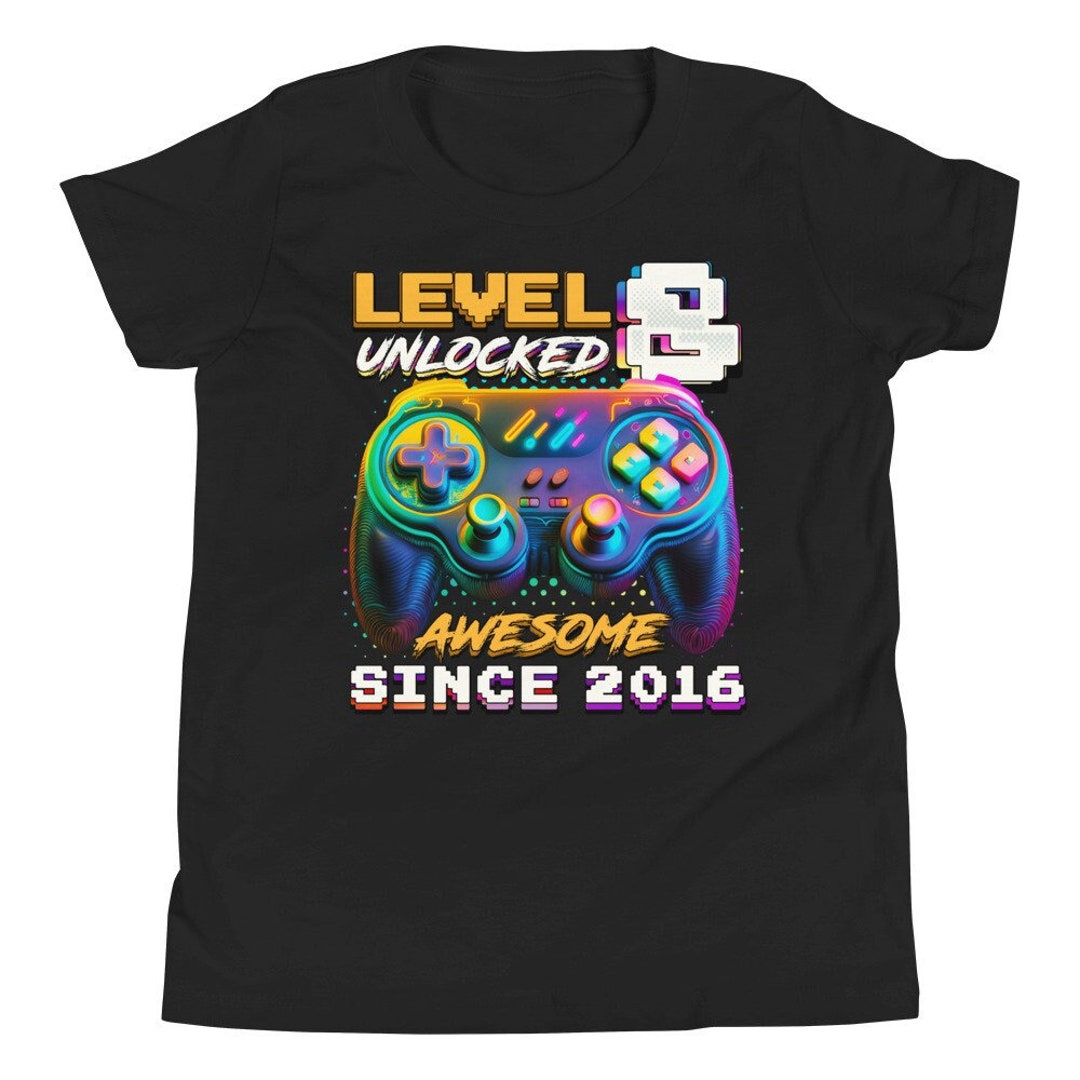 Level 8 Unlocked Birthday for Girl Boy Shirt, Gamer Birthday Shirt, 8th