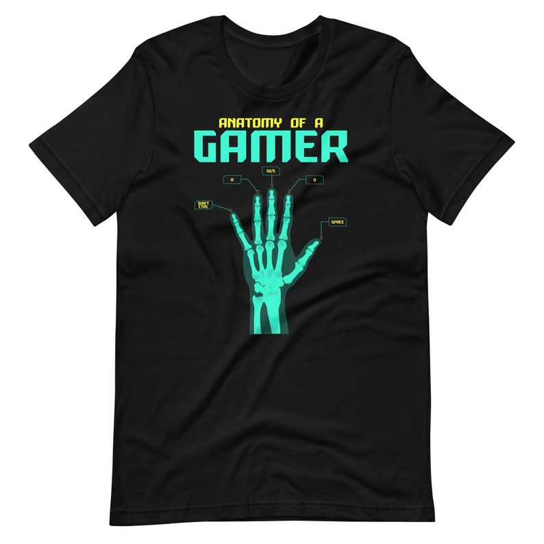 Anatomy Of A Gamer T-Shirt, Funny Gamer Hand T-Shirt, Sarcastic Anatomy Tee, Funny Tops, Gamer T-Shirt, Unisex Gamer Tee, Bones Hand T-Shirt image 1