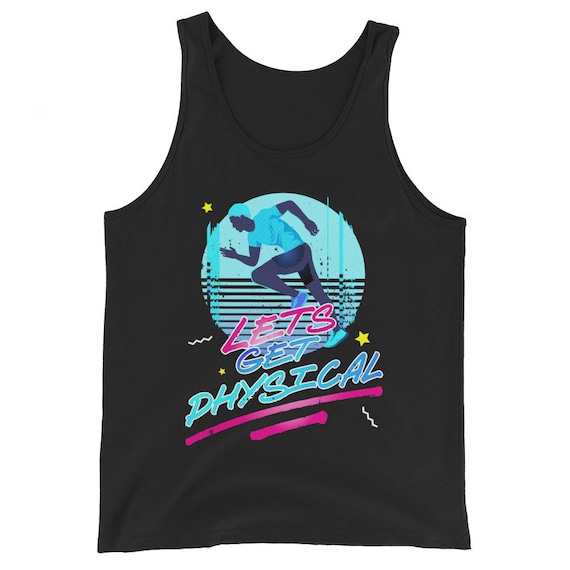 Lets Get Physical Workout Gym Tee Totally Rad 80'S T-Shirt Lets Get Physical Workout Gym Tee Totally Rad 80'S T-Shirt