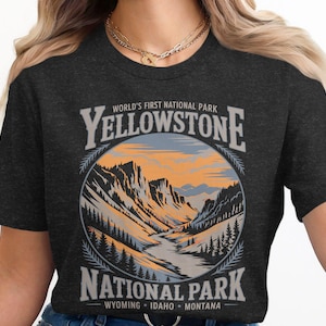 Vintage Yellowstone National Park Tee, Vintage Mountain Nature Hiking Tee, World&#39;s First National Park, Scenic Landscape Print Shirt