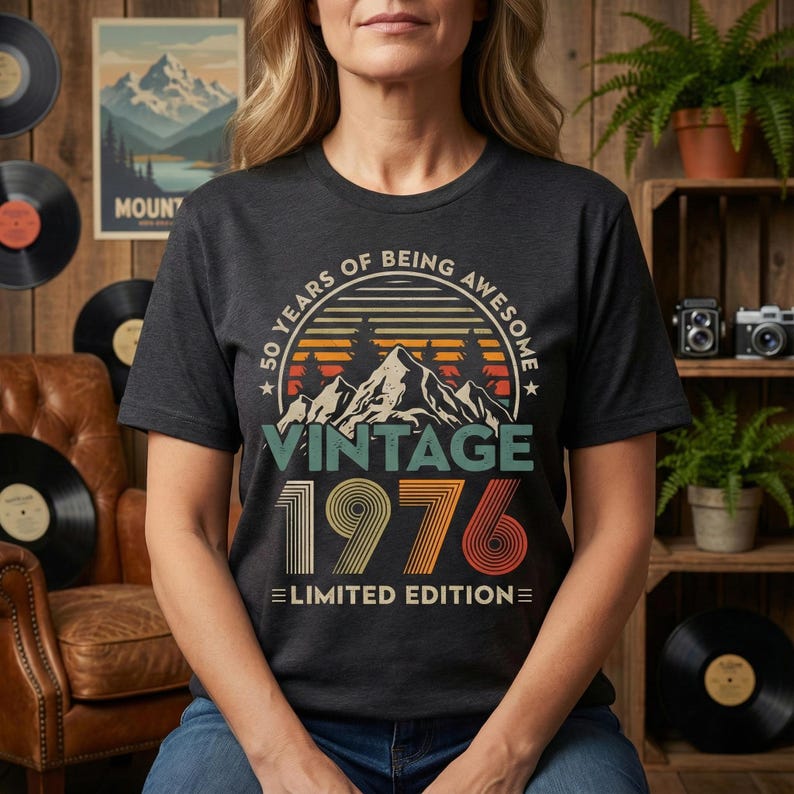 50th Birthday Shirt, Vintage 1976 Shirt, 50th Birthday Gift For Women, 50th Birthday Gift For Men, 50th Birthday Woman, 50th Birthday Friend image 1