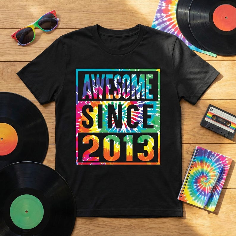 Awesome Since 2013 Tie Dye, Vintage 2013, 13th Birthday Shirt, Eleven Birthday, 13 Years Old, tie dye, Thirteen Year Old Shirt, 2013 Shirt image 1