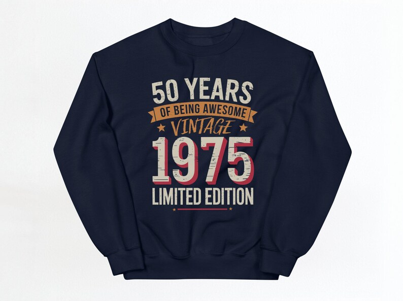 50th birthday shirt, limited edition shirt, vintage 1975 birthday, 50 years old, 50th anniversary gift, retro 1975 shirt image 9