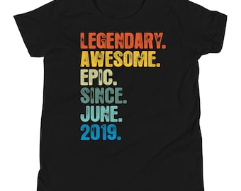 7th Birthday Vintage T-Shirt, Epic Since June 2019, Hoodie Boy, Girl, Youth, Legendary Awesome, Born In 2019 T Shirt