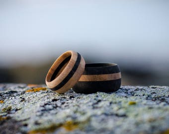 Set of Custom Wooden Couple Rings, Wood Ring Set, Wedding Ring, Engagement Ring, Anniversary Gift, Natural and Ecological Jewelry,