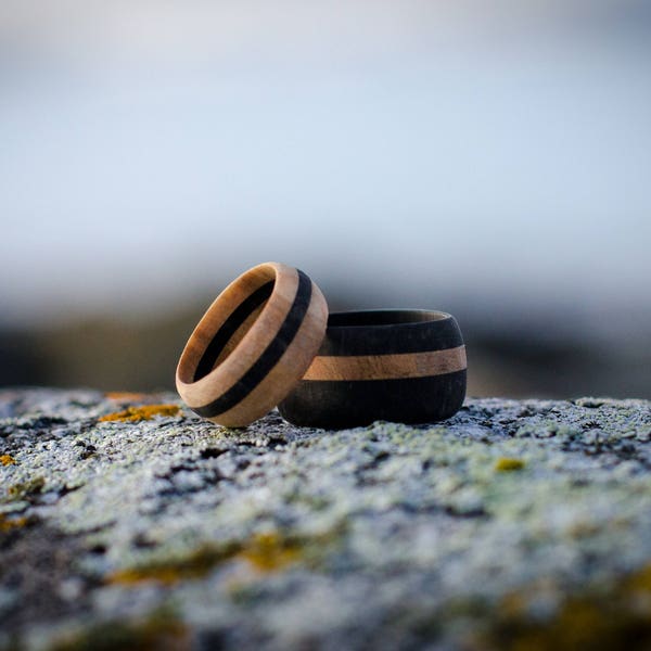 Set of Custom Wooden Couple Rings, Wood Ring Set, Wedding Ring, Engagement Ring, Anniversary Gift, Natural and Ecological Jewelry,