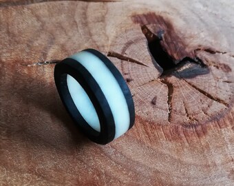 Wooden Ring, Tagua Nut and Bog Oak, Wedding Band, Anniversary Gift, Ecological Wood, Vegetable Ivory  --  Custom Size !!!