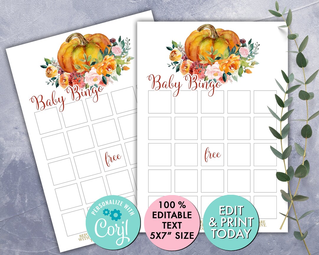 Orange Pumpkin Baby Bingo Game Template Fall Pumpkin Baby - Etsy