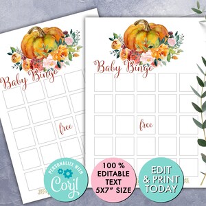 Orange Pumpkin Baby Bingo Game Template Fall Pumpkin Baby - Etsy