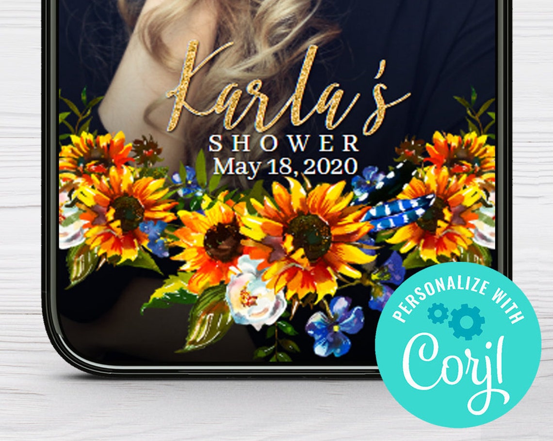 Watercolor Sunflowers Snapchat Geofilter Custom Sunflowers Etsy