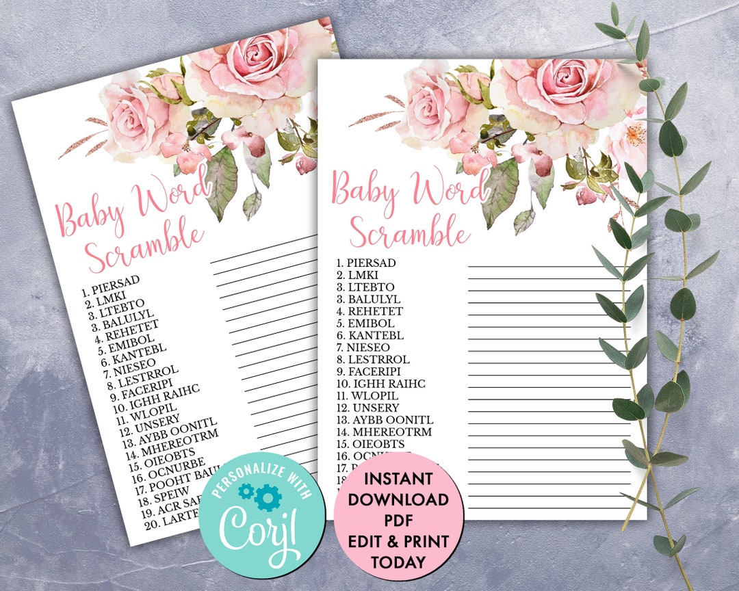 Baby SCRAMBLE Game Cards Printable Baby Word Scramble Game - Etsy