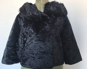 1950s Cropped Coat with Fur Collar