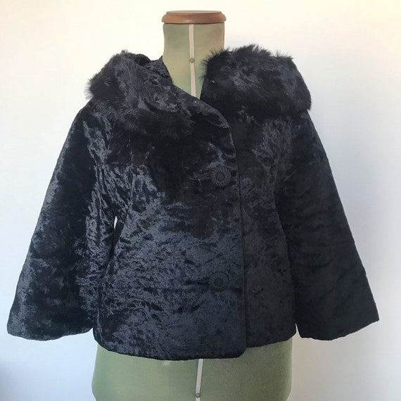 1950s Cropped Coat with Fur Collar - image 1