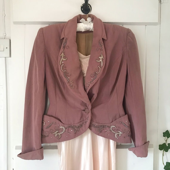 1930s Pink Embellished Beaded Jacket