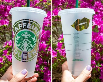 Caffeine Queen | Custom Starbucks Coffee Cold Cup SVG Cut File | Cricut DIY | Instant Download
