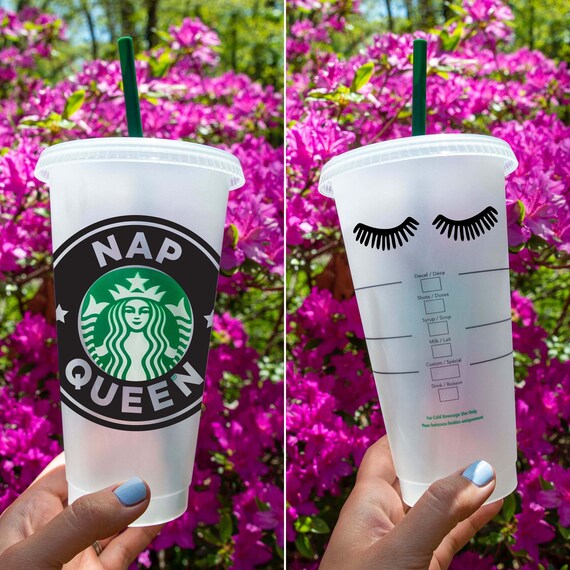 Nap Queen Custom Starbucks Coffee Cold Cup SVG Cut File Lashes