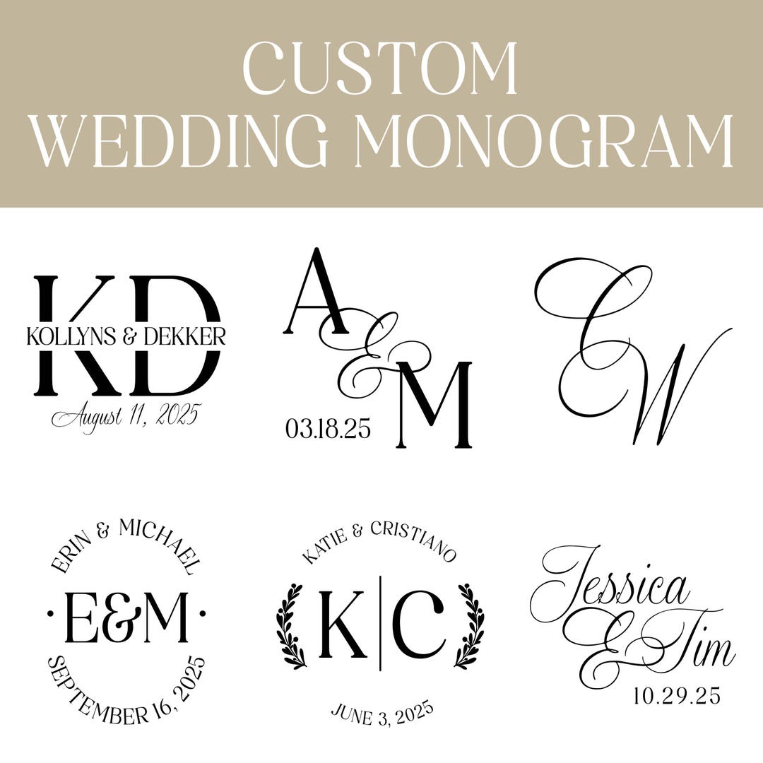 Wedding Monogram Custom Logo Initials Branding Design Etsy