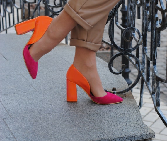 Zapatos de boda para la novia zapatos de novia anchos naranja | Etsy México