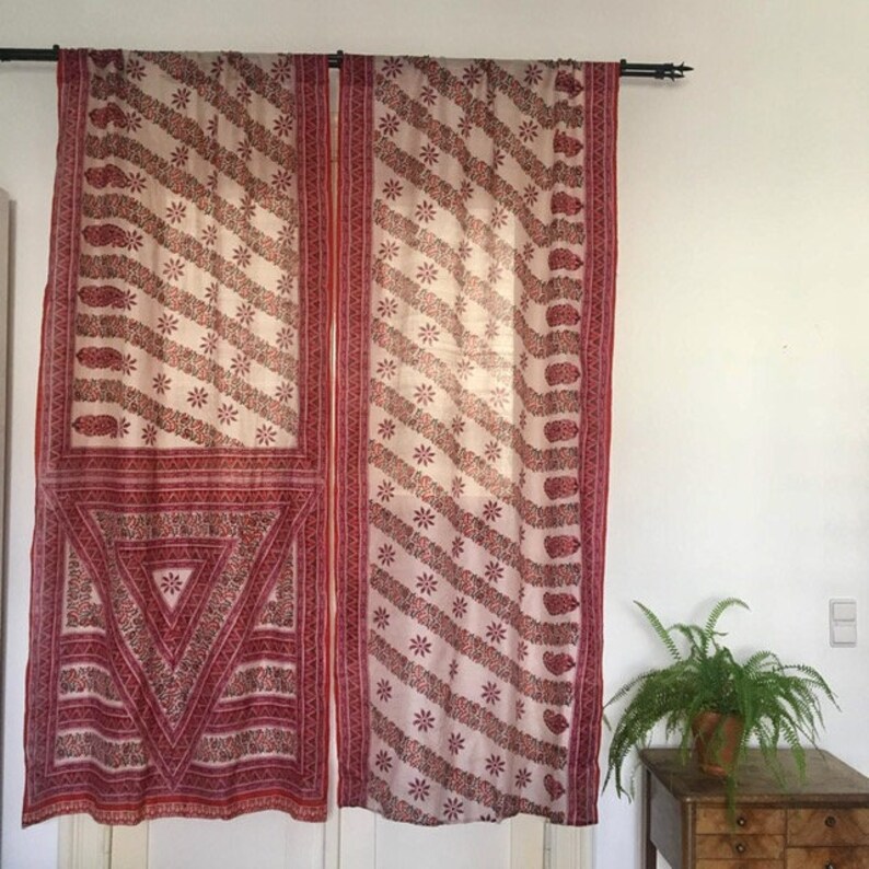 Festive Sheer Silk Privacy Bohemian Long Curtain