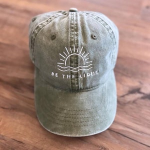 Be the light embroidered hat, religious hat, women&#39;s cap, gift for her, women&#39;s clothing, embroidered hat, Christian clothing, sunshine hat